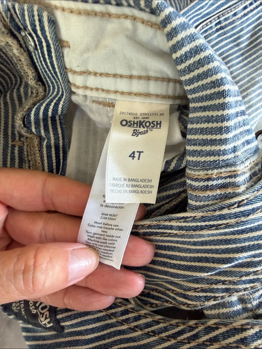OshKosh B'gosh Blue and White Striped Kids Overalls